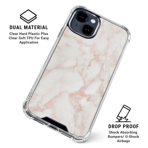 Rose Gold Marble iPhone 15 Clear Case